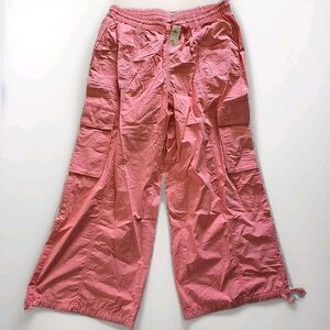 NWT Aerie Womens Wide Leg Cargo Pants Skater Peach , Size XL